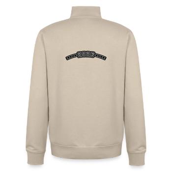 2026 Outline - Unisex Organic Zip Sweatshirt by Stanley/Stella - desert dust - Back - AI Model Male 185 dark (185cm)