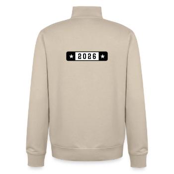 2026 - Sweat zippé unisexe en coton bio Stanley/Stella - beige crème - Dos - AI Model Male 185 dark (185cm)