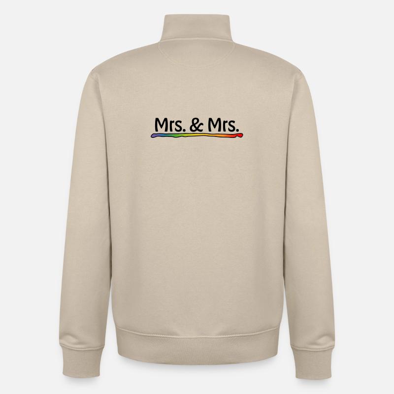 Mariage lesbien - Rainbow Mrs et Mrs - Sweat zippé unisexe en coton bio Stanley/Stella - beige crème