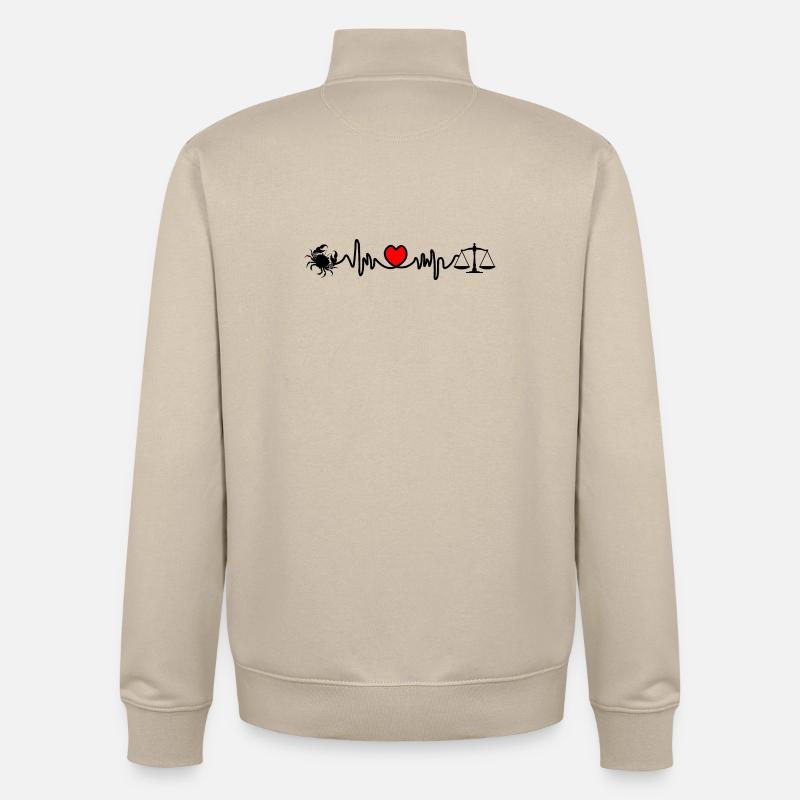 Fréquence cardiaque Cardio Cancer Scale - Sweat zippé unisexe en coton bio Stanley/Stella - beige crème
