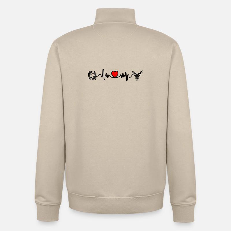 Herzfrequenz Cardio Fische Steinbock - Unisex Organic Zip Sweatshirt von Stanley/Stella - Cremebeige