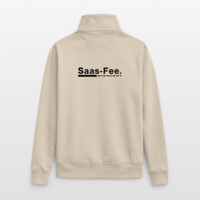 Saas-Fee coordinates Valais Switzerland Unisex Organic Zip Sweatshirt by Stanley/Stella