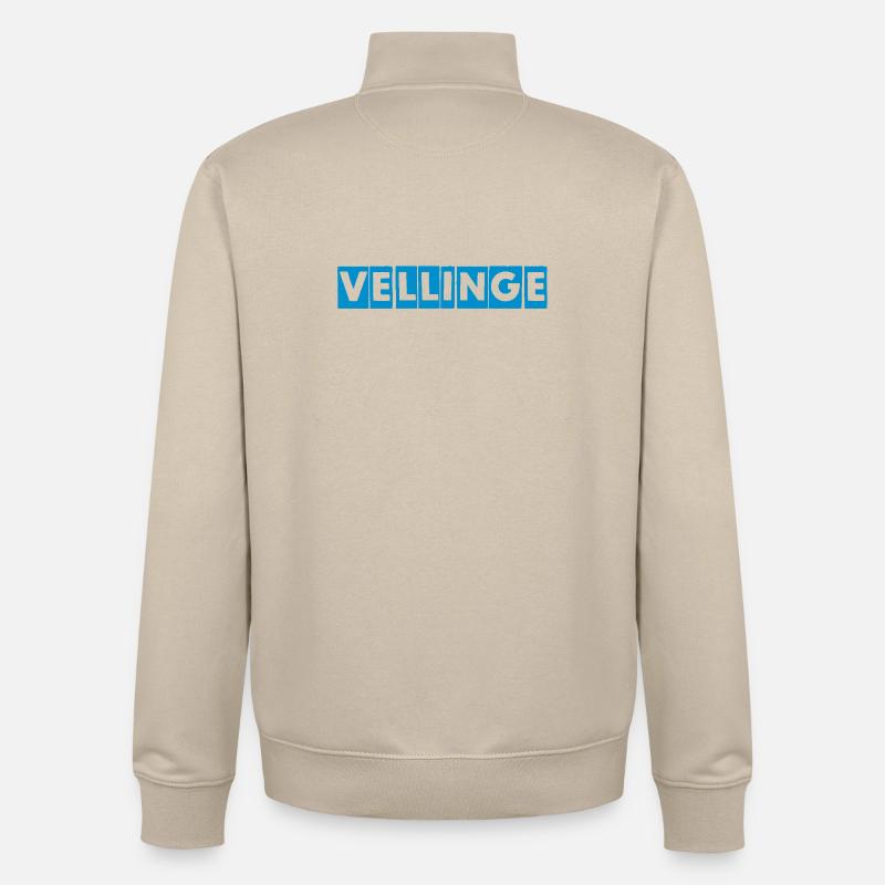 Vellinge – Conception de texte bleu - Sweat zippé unisexe en coton bio Stanley/Stella - beige crème