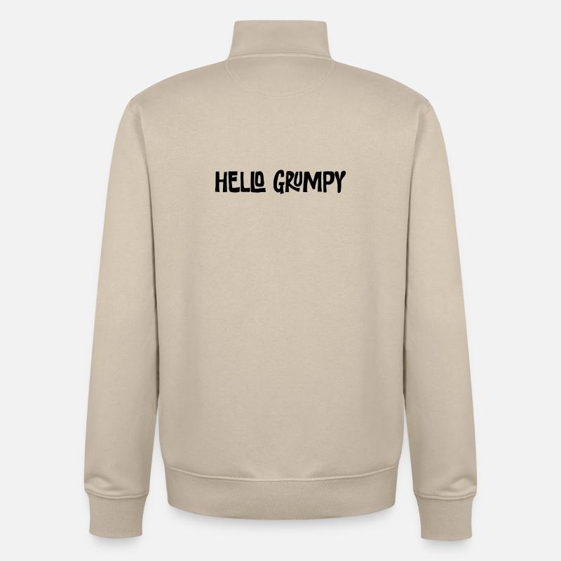 Hello Grumpy Lustiger Minimal Spruch - Sweat zippé unisexe en coton bio Stanley/Stella - beige crème