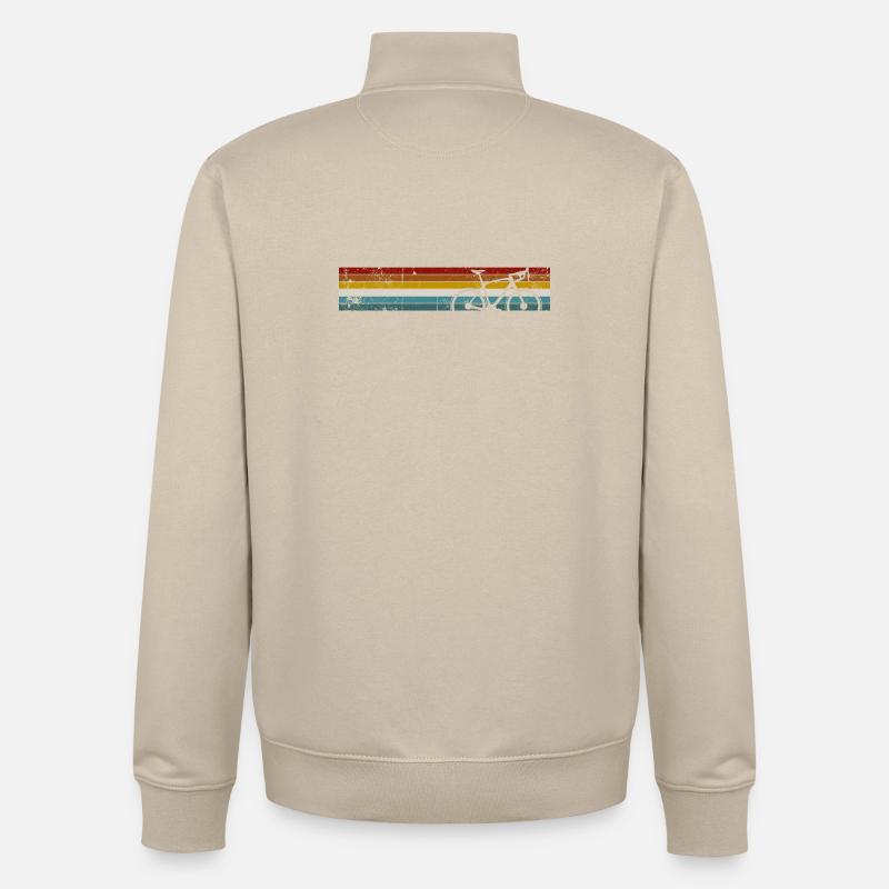Rainbow Stripe Bicycle Silhouette - Unisex Organic Zip Sweatshirt by Stanley/Stella - desert dust