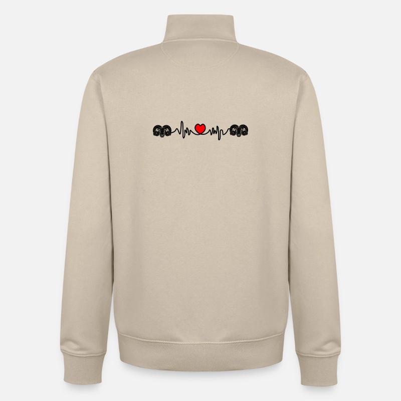 Fréquence cardiaque cardio Ram Ram - Sweat zippé unisexe en coton bio Stanley/Stella - beige crème
