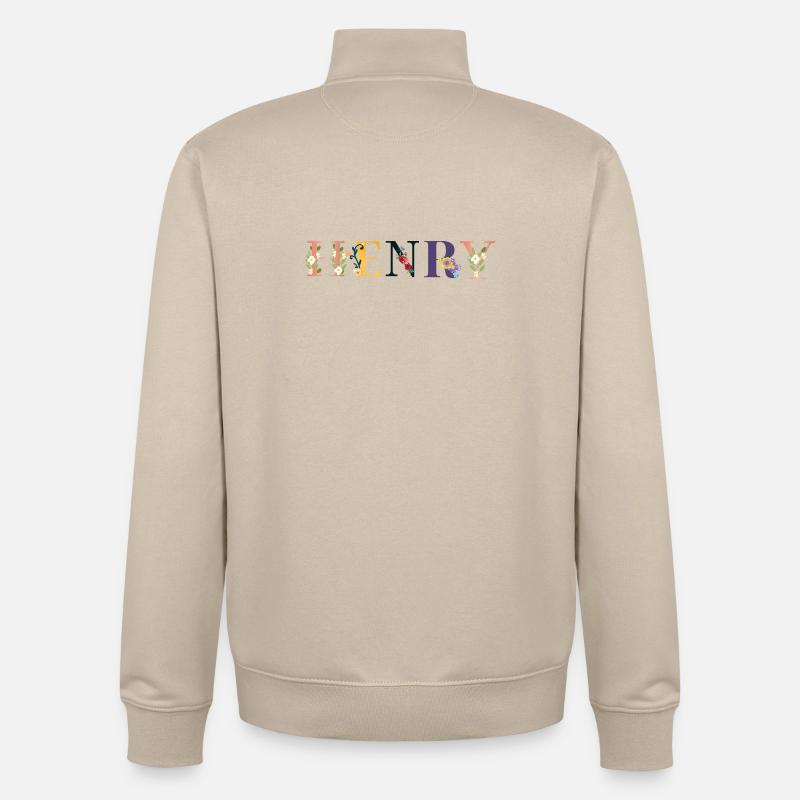 HENRY Name mit Blumen geschmückt - Unisex Organic Zip Sweatshirt von Stanley/Stella - Cremebeige