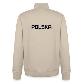POLSKA Poland - Unisex Organic Zip Sweatshirt by Stanley/Stella - desert dust - Back - AI Model Male 185 dark (185cm)