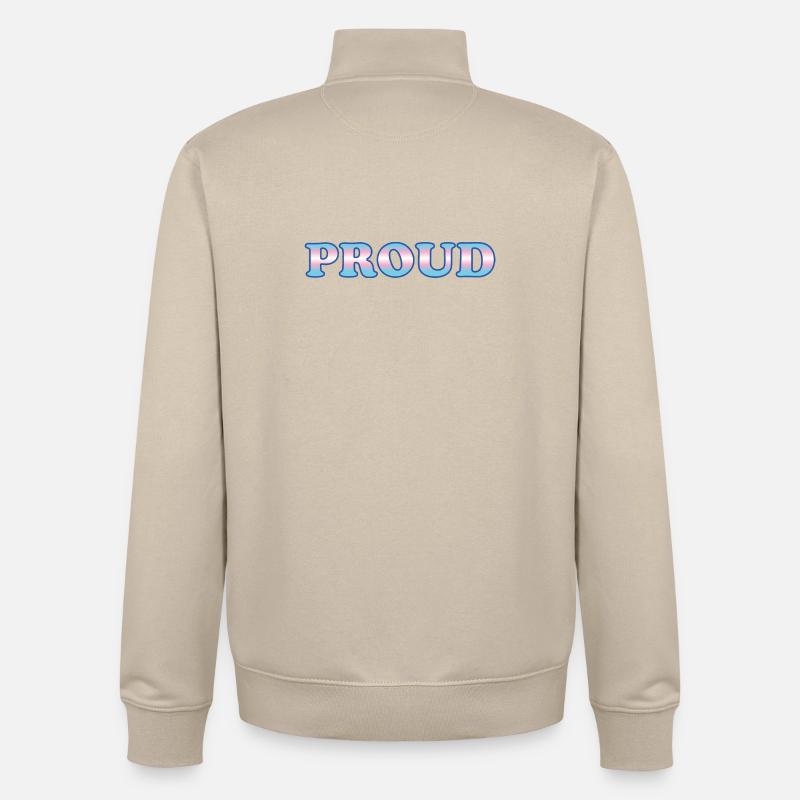 Trans Pride - Drapeau transgenre - Sweat zippé unisexe en coton bio Stanley/Stella - beige crème
