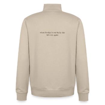 Lucky day - Unisex Organic Zip Sweatshirt by Stanley/Stella - desert dust - Back - AI Model Male 185 dark (185cm)