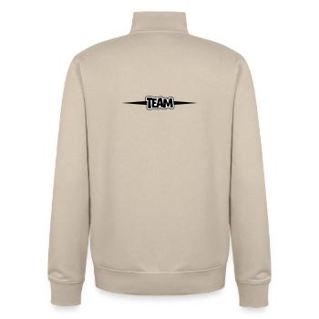 Team - Unisex Organic Zip Sweatshirt by Stanley/Stella - desert dust - Back - AI Model Male 185 dark (185cm)