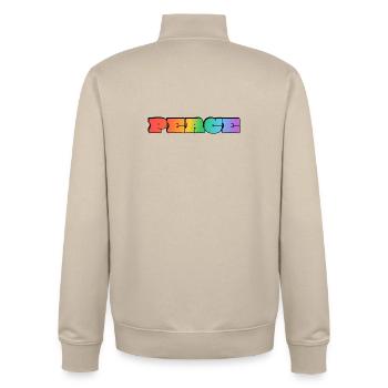 Regenbogenfrieden - Unisex Organic Zip Sweatshirt von Stanley/Stella - Cremebeige - Hinten - AI Model Male 185 dark (185cm)