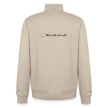 Wat mutt dat mutt plattdeutscher Spruch mit Möwe - Unisex Organic Zip Sweatshirt von Stanley/Stella - Cremebeige - Hinten - AI Model Male 185 dark (185cm)