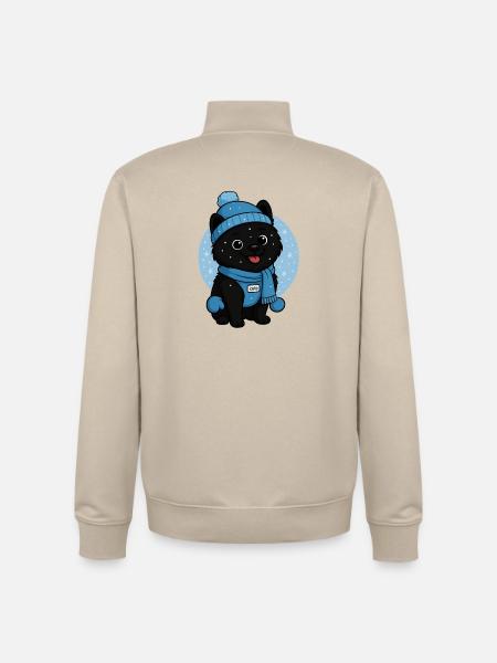 Cuddly Dog Winter Magic - Unisex Organic Zip Sweatshirt by Stanley/Stella - desert dust