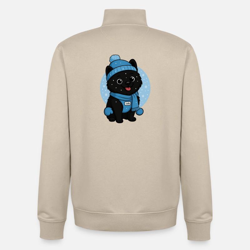 Cuddly Dog Winter Magic - Unisex Organic Zip Sweatshirt by Stanley/Stella - desert dust