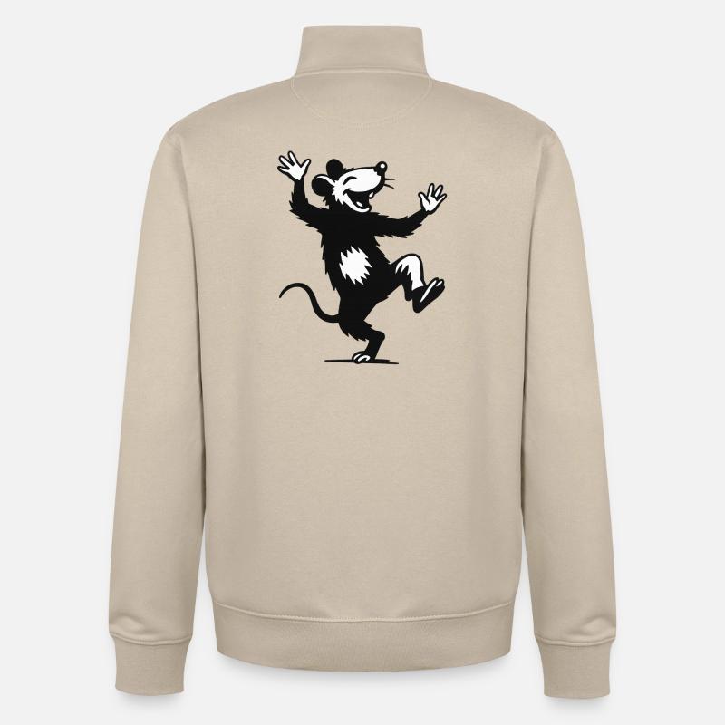 Souris dansante joyeuse - Sweat zippé unisexe en coton bio Stanley/Stella - beige crème