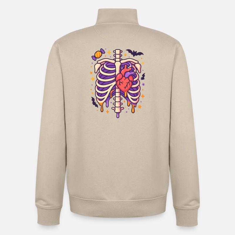 Anatomy Gothic Thoracic Cage - Sweat zippé unisexe en coton bio Stanley/Stella - beige crème