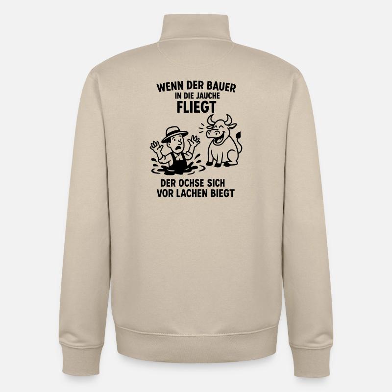 bauer jauche spruch witz ochse - Unisex Organic Zip Sweatshirt von Stanley/Stella - Cremebeige