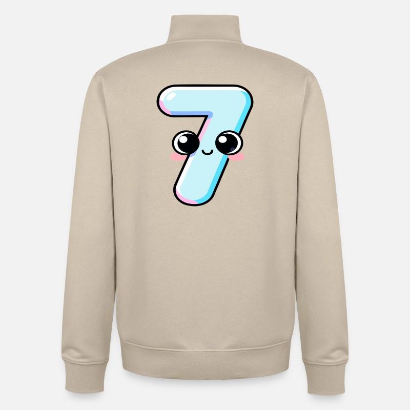 Nummer 7 Kawaii-Kuchen - Unisex Organic Zip Sweatshirt von Stanley/Stella - Cremebeige