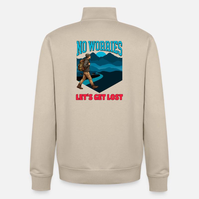 No Worries, Lets Get Lost - Unisex Organic Zip Sweatshirt by Stanley/Stella - desert dust