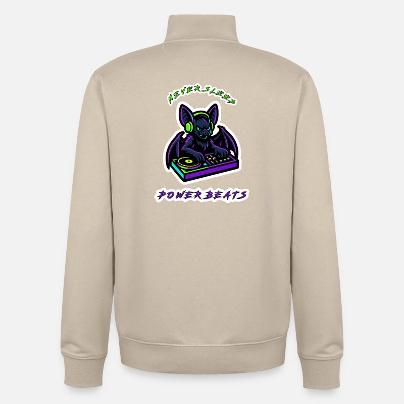 Neon Bat DJ Power Beats - Sweat zippé unisexe en coton bio Stanley/Stella - beige crème
