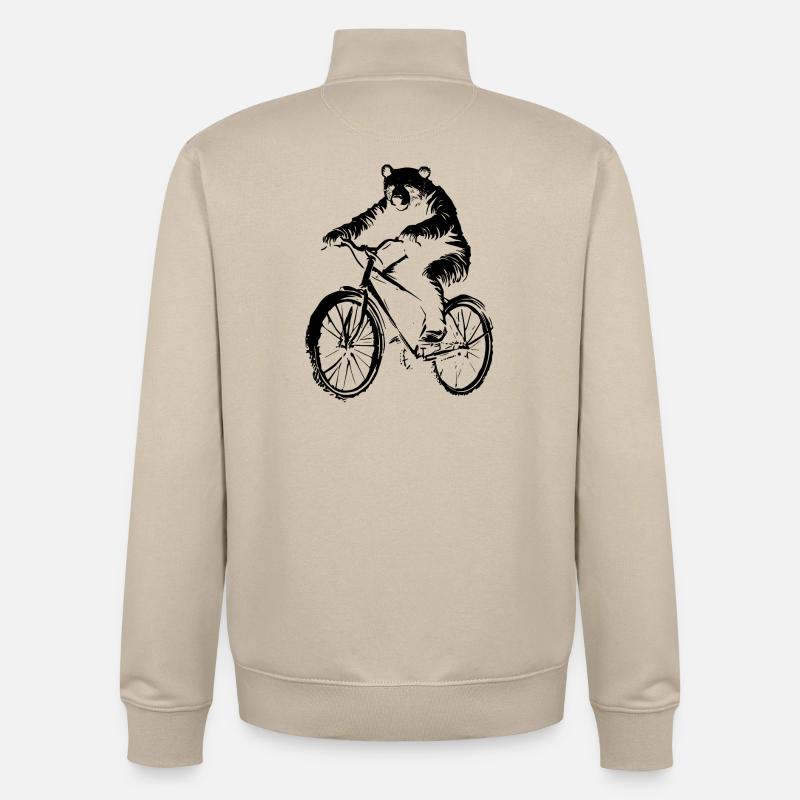 Ours de vélo - Sweat zippé unisexe en coton bio Stanley/Stella - beige crème