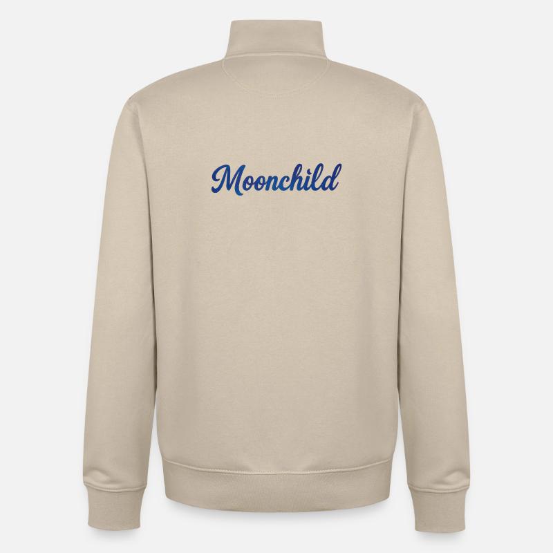 Moonchild Blue Script – Style de nuit - Sweat zippé unisexe en coton bio Stanley/Stella - beige crème