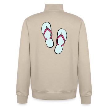 flip flops sommer beach strand party - Unisex Organic Zip Sweatshirt von Stanley/Stella - Cremebeige - Hinten - AI Model Male 185 dark (185cm)