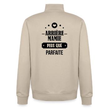 Arrière Mamie Mamy Grand-Mère Grand Mere - Unisex Organic Zip Sweatshirt by Stanley/Stella - desert dust - Back - AI Model Male 185 dark (185cm)