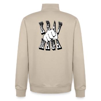 Coup de poing Krav Maga - Sweat zippé unisexe en coton bio Stanley/Stella - beige crème - Dos - AI Model Male 185 dark (185cm)