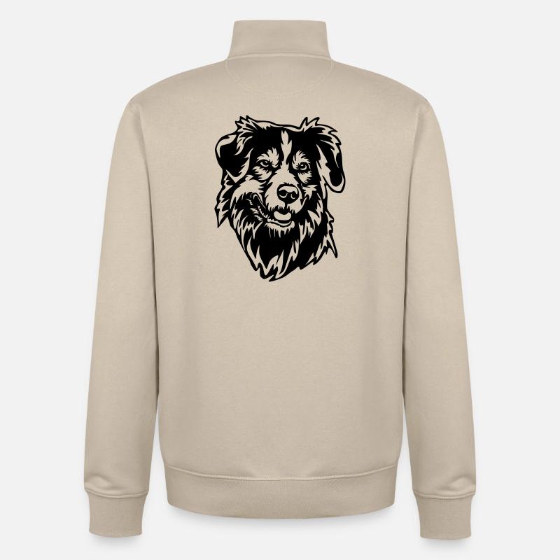Australian Shepherd Head - Unisex Organic Zip Sweatshirt by Stanley/Stella - desert dust
