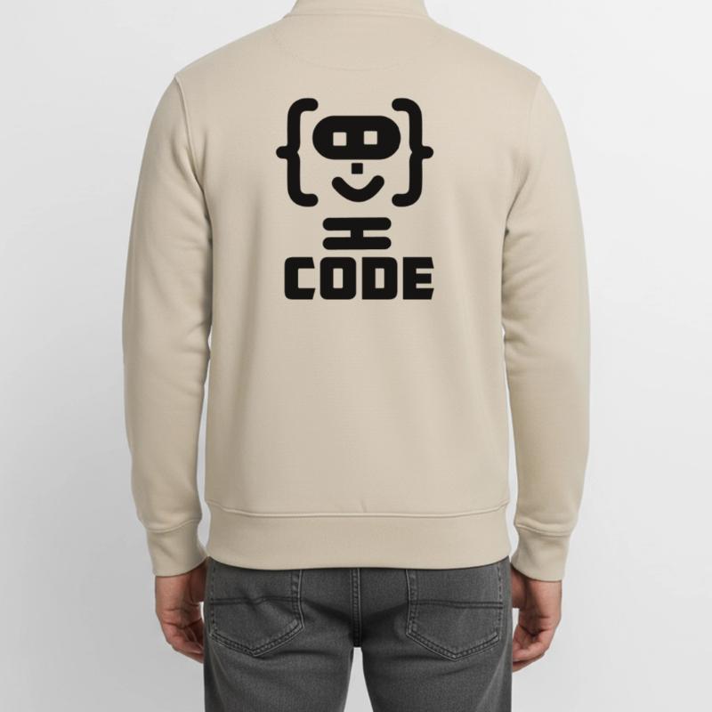 Hacker programmer code logo with text CODE Unisex Organic Zip Sweatshirt by Stanley/Stella