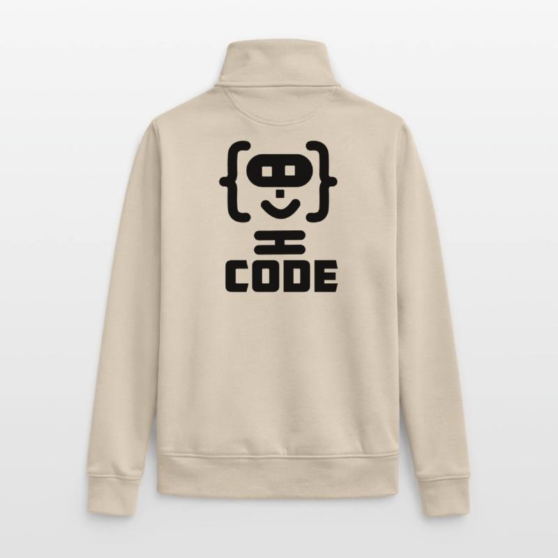 Hacker programmer code logo with text CODE Unisex Organic Zip Sweatshirt by Stanley/Stella