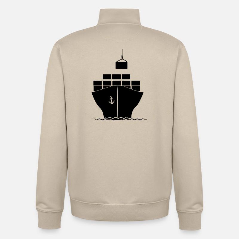 Sea container boat with crane loading - Unisex Organic Zip Sweatshirt by Stanley/Stella - desert dust