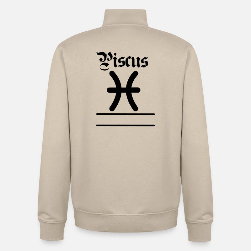 Bannière de nom de Poisson Poissons - Sweat zippé unisexe en coton bio Stanley/Stella - beige crème