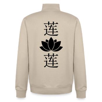 Black Lotus Flower - Unisex Organic Zip Sweatshirt by Stanley/Stella - desert dust - Back - AI Model Male 185 dark (185cm)