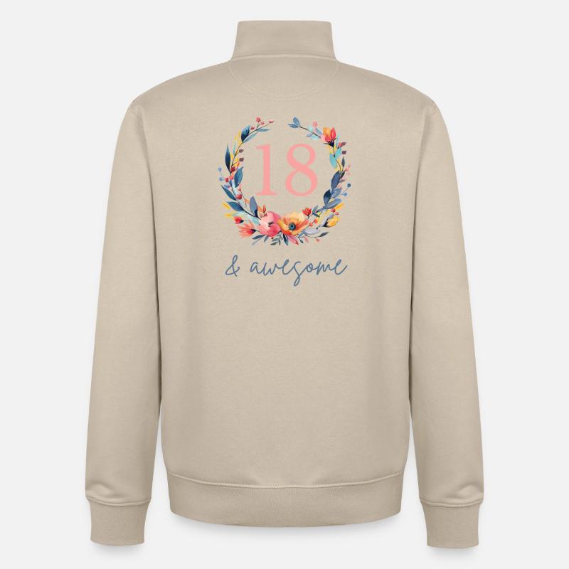 18 & awesome! customizable - Unisex Organic Zip Sweatshirt by Stanley/Stella - desert dust
