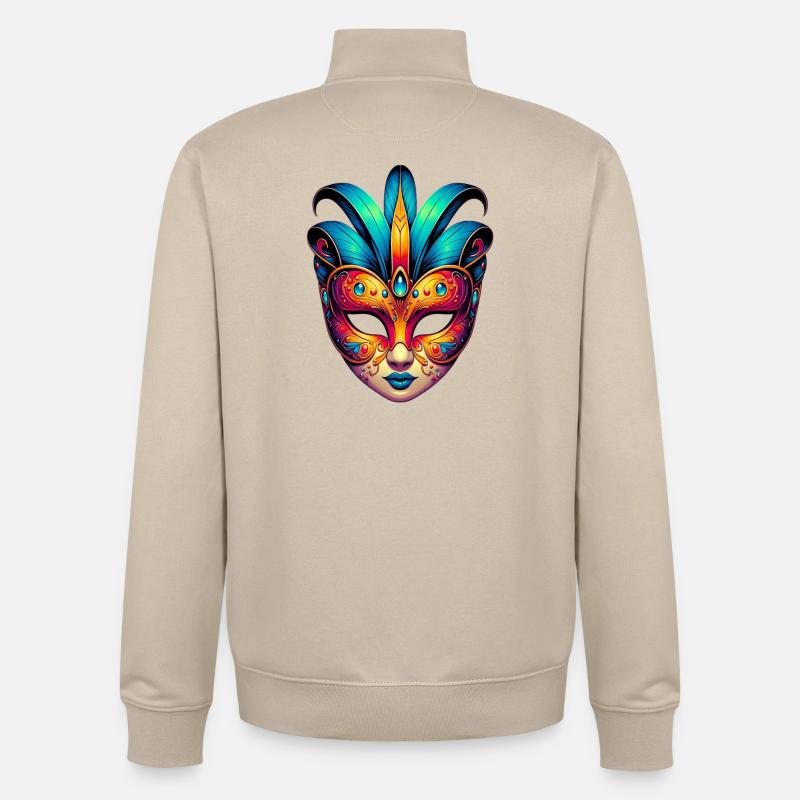 Masque du Carnaval de Venise - Sweat zippé unisexe en coton bio Stanley/Stella - beige crème
