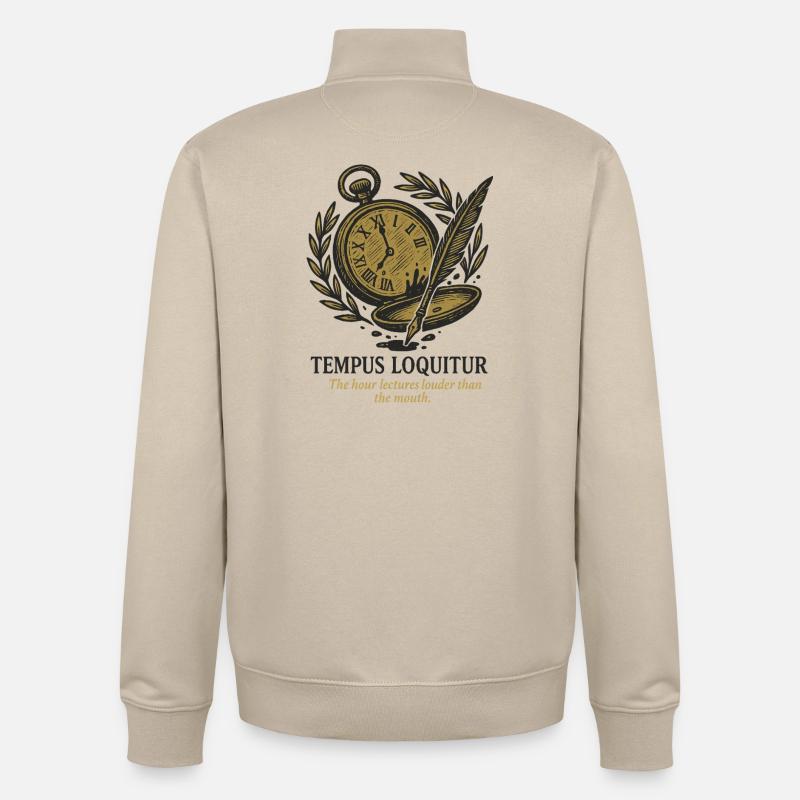 Tempus Loquitur - Sweat zippé unisexe en coton bio Stanley/Stella - beige crème