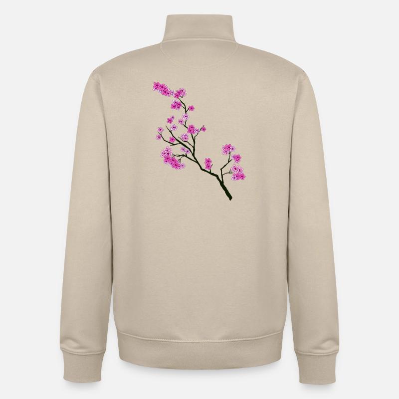 Branche de fleur de style printanier - Sweat zippé unisexe en coton bio Stanley/Stella - beige crème
