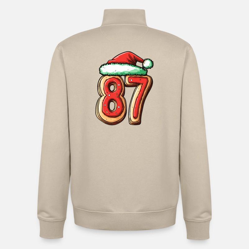 Biscuit de Noël à 87 chiffres - Sweat zippé unisexe en coton bio Stanley/Stella - beige crème