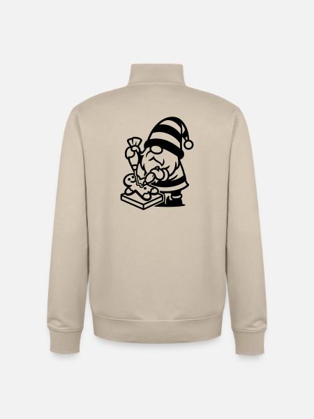 Gingerbread Baking Gnome - Unisex Organic Zip Sweatshirt by Stanley/Stella - desert dust