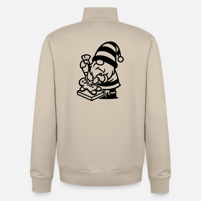 Gingerbread Baking Gnome - Unisex Organic Zip Sweatshirt by Stanley/Stella - desert dust
