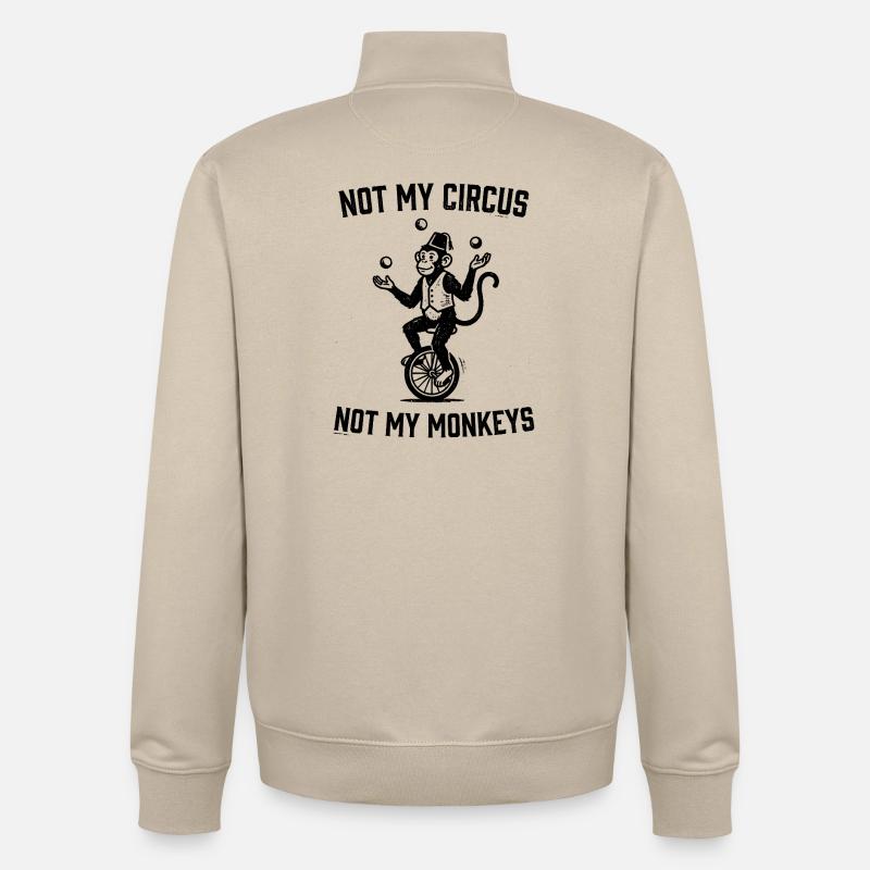Pas mon cirque, pas mes singes - Sweat zippé unisexe en coton bio Stanley/Stella - beige crème