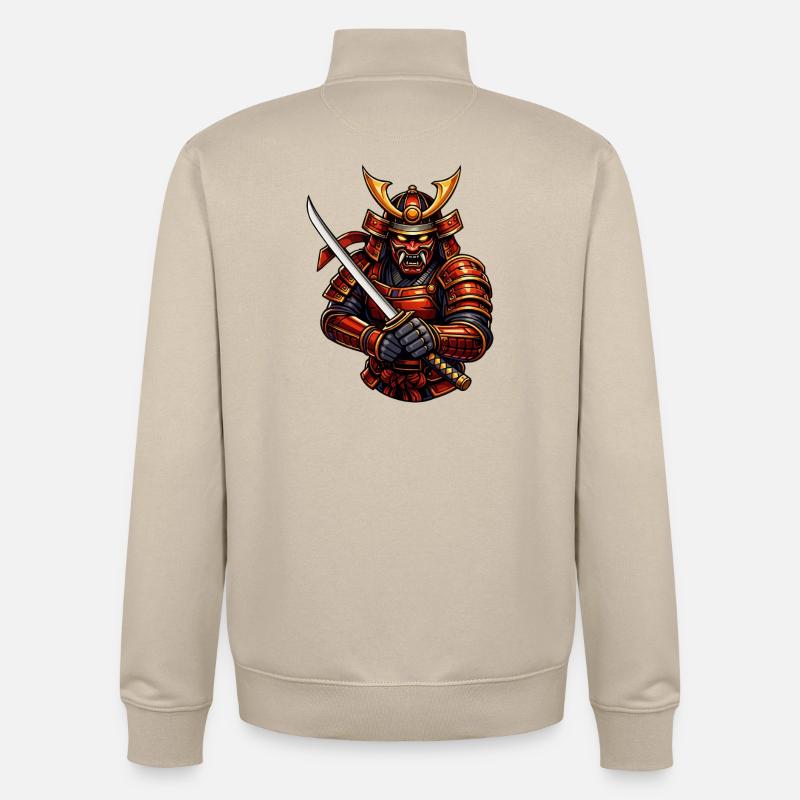 Arts martiaux samouraïs avec épée - Sweat zippé unisexe en coton bio Stanley/Stella - beige crème