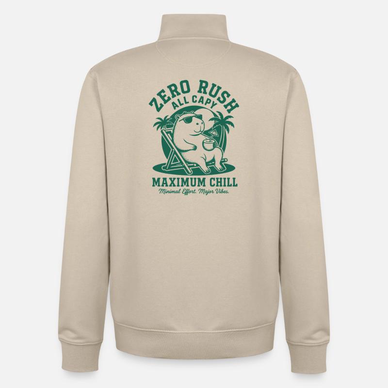 Zero Rush Capybara Chill - Unisex Organic Zip Sweatshirt by Stanley/Stella - desert dust