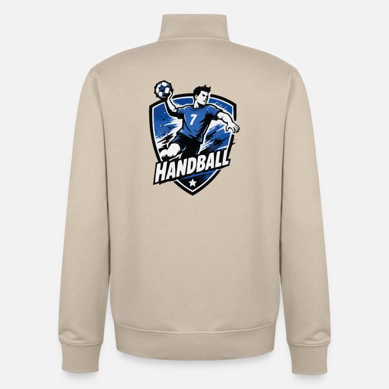 Bouclier bleu de l’attaquant de handball - Sweat zippé unisexe en coton bio Stanley/Stella - beige crème