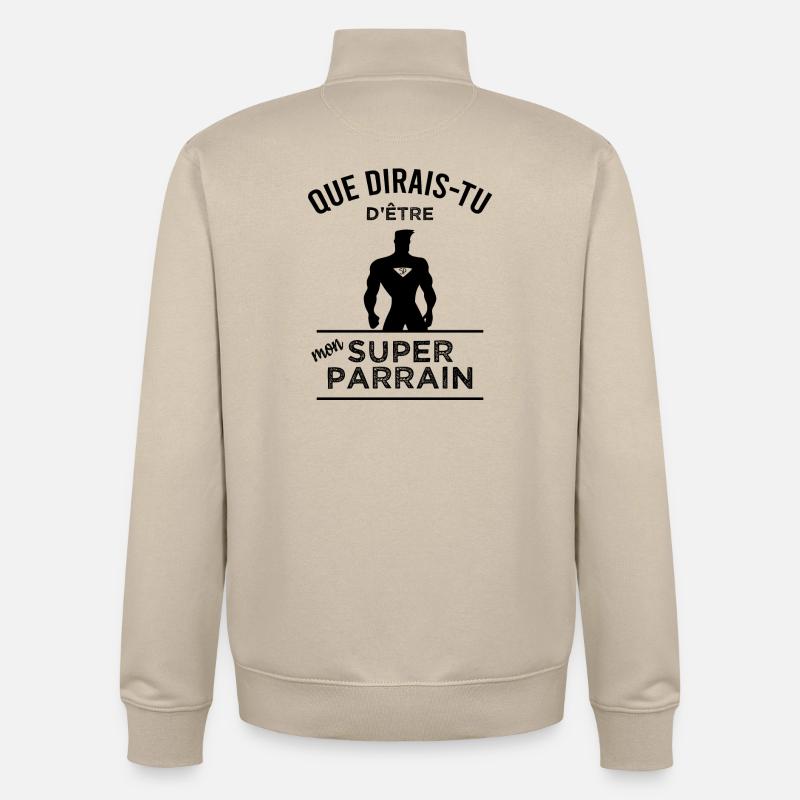 Deviens mon super parrain - Sweat zippé unisexe en coton bio Stanley/Stella - beige crème