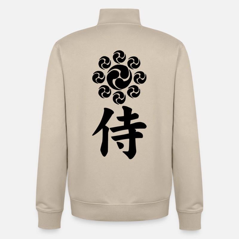Samurai-Emblem des Uesugi-Clans (schwarz) - Unisex Organic Zip Sweatshirt von Stanley/Stella - Cremebeige