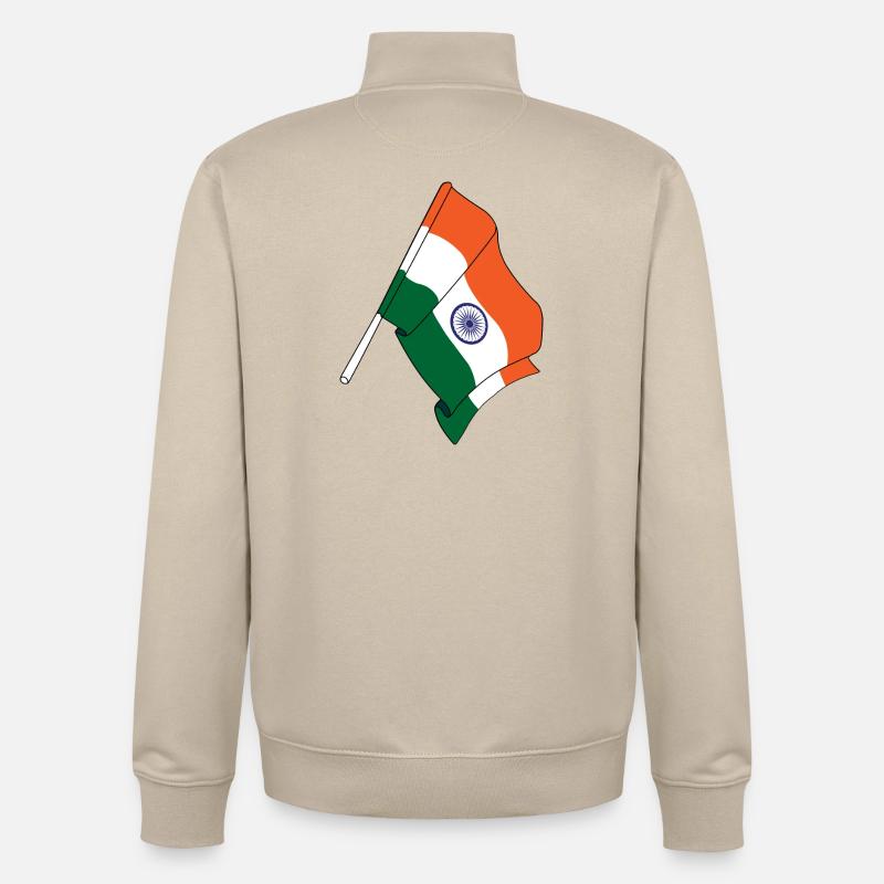 Drapeau de l’Inde - Sweat zippé unisexe en coton bio Stanley/Stella - beige crème
